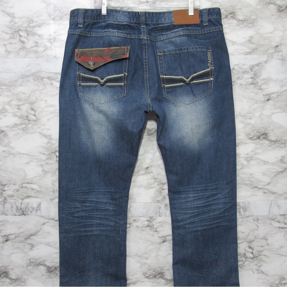 Parish Nation Men’s Distressed Patched Denim Jeans Size 40